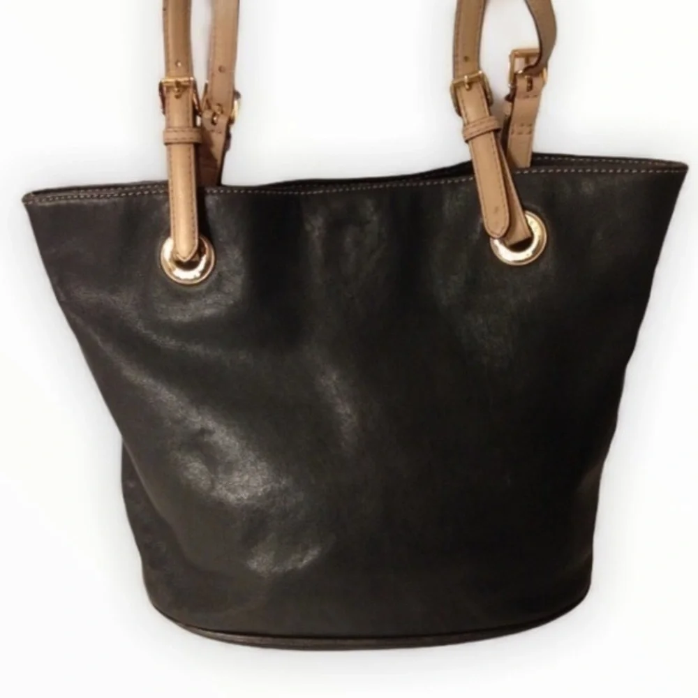 Michael Kors black leather tote bag